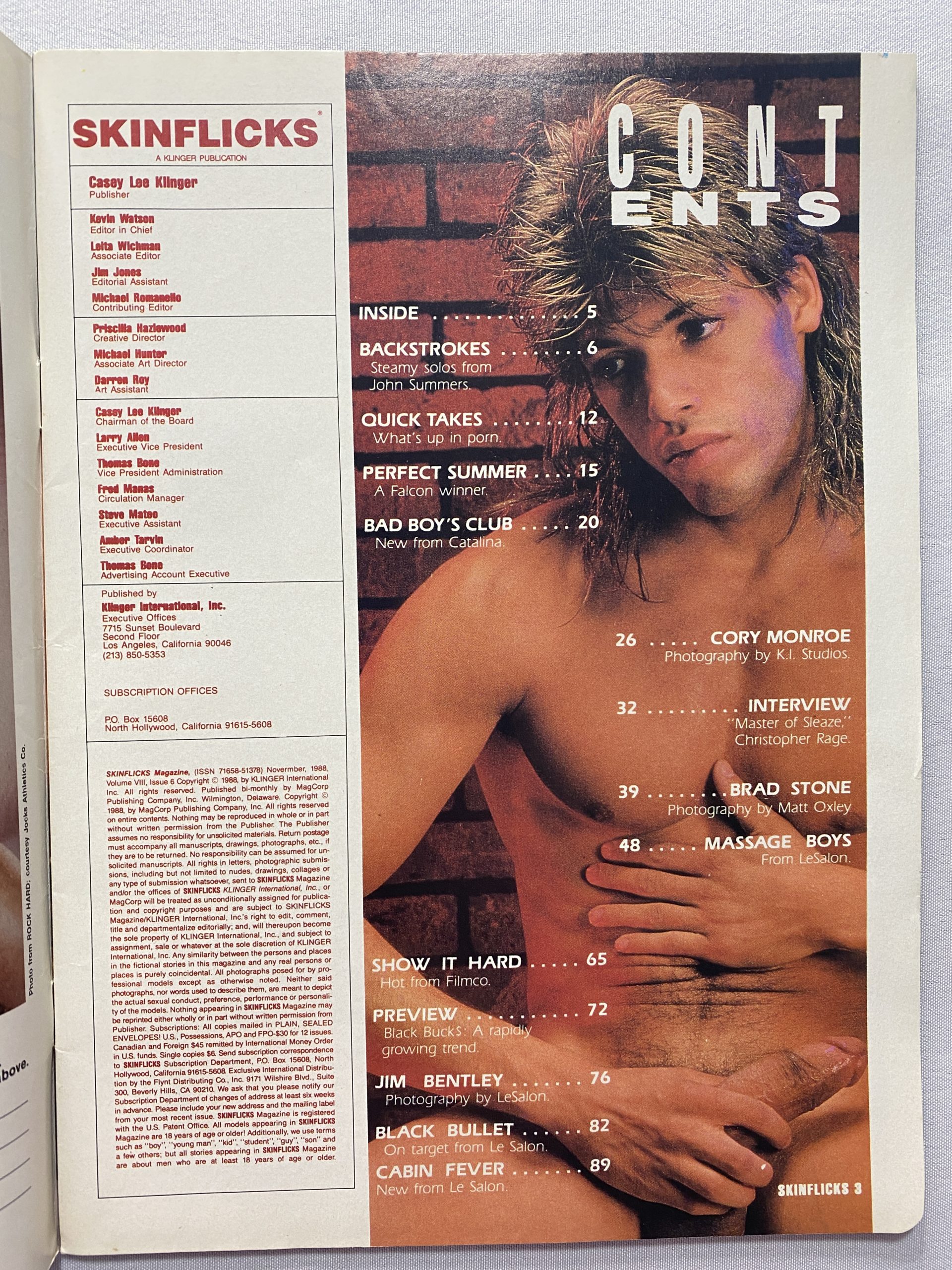 Skin Flicks November 1988 Gay Adult Magazine - Image 2