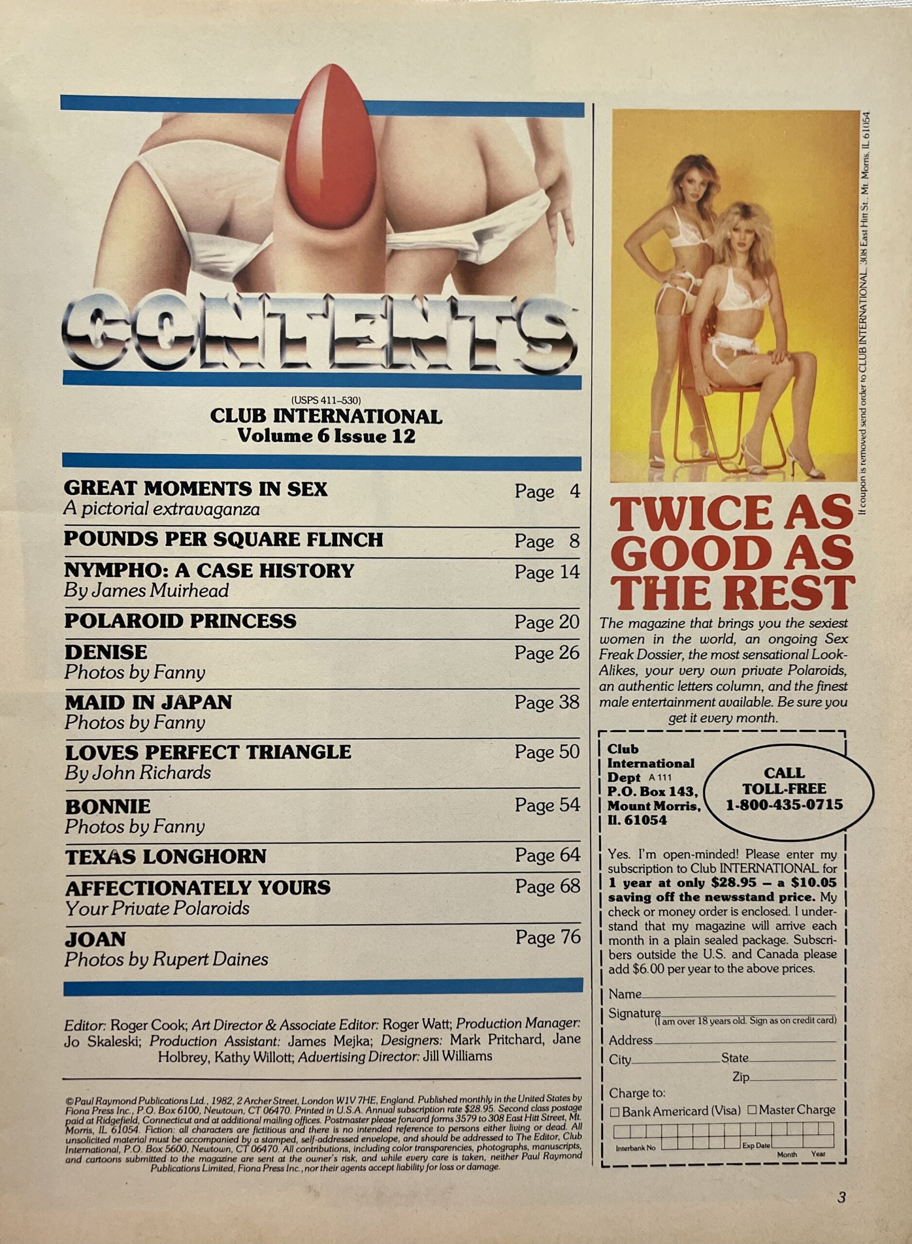 Club International December 1982 Adult Mens Magazine - Image 2