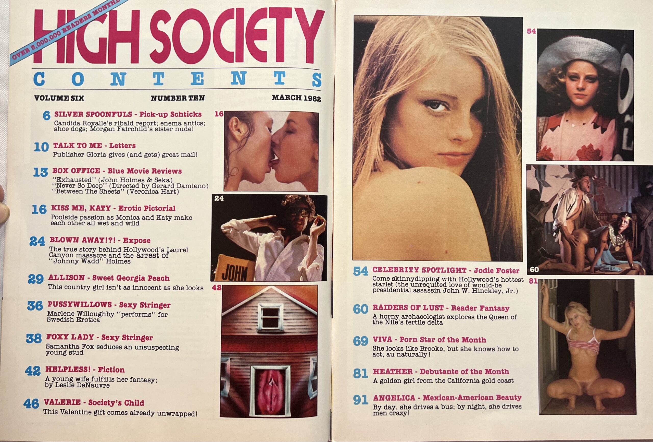 High Society March 1982 Adult Mens Magazine *Jodie Foster Nude* - VM16