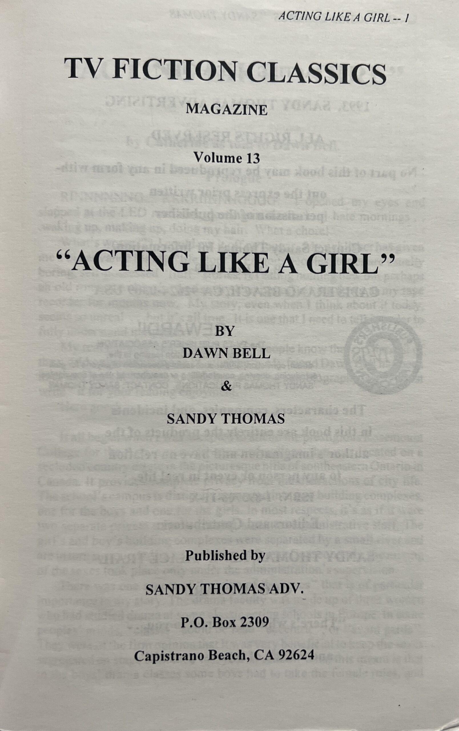 TV Fiction Classics "Acting Like A Girl" Vol. 13 1993 Drag Queen Booklet - Image 2