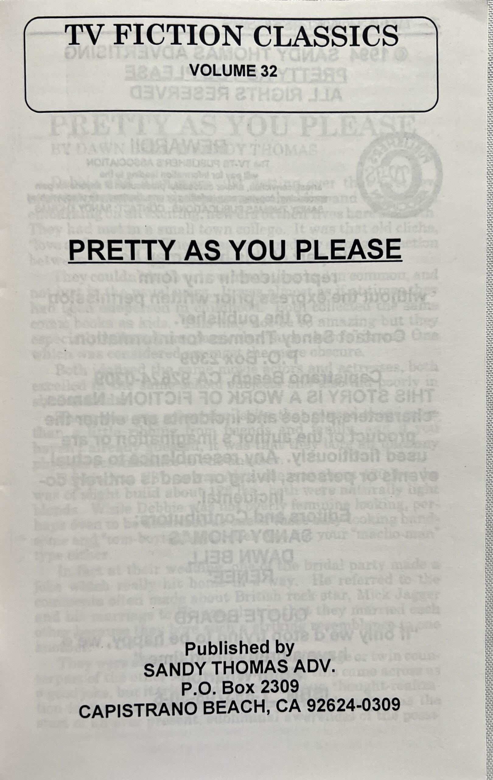 TV Fiction Classics Magazine "Pretty As You Please" Vol. 32 1994 Adult Drag Queen / She-Male booklet - Image 2