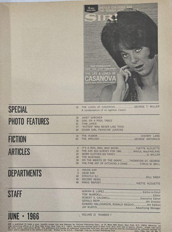 Sir June 1966 *Casanova* - Image 2