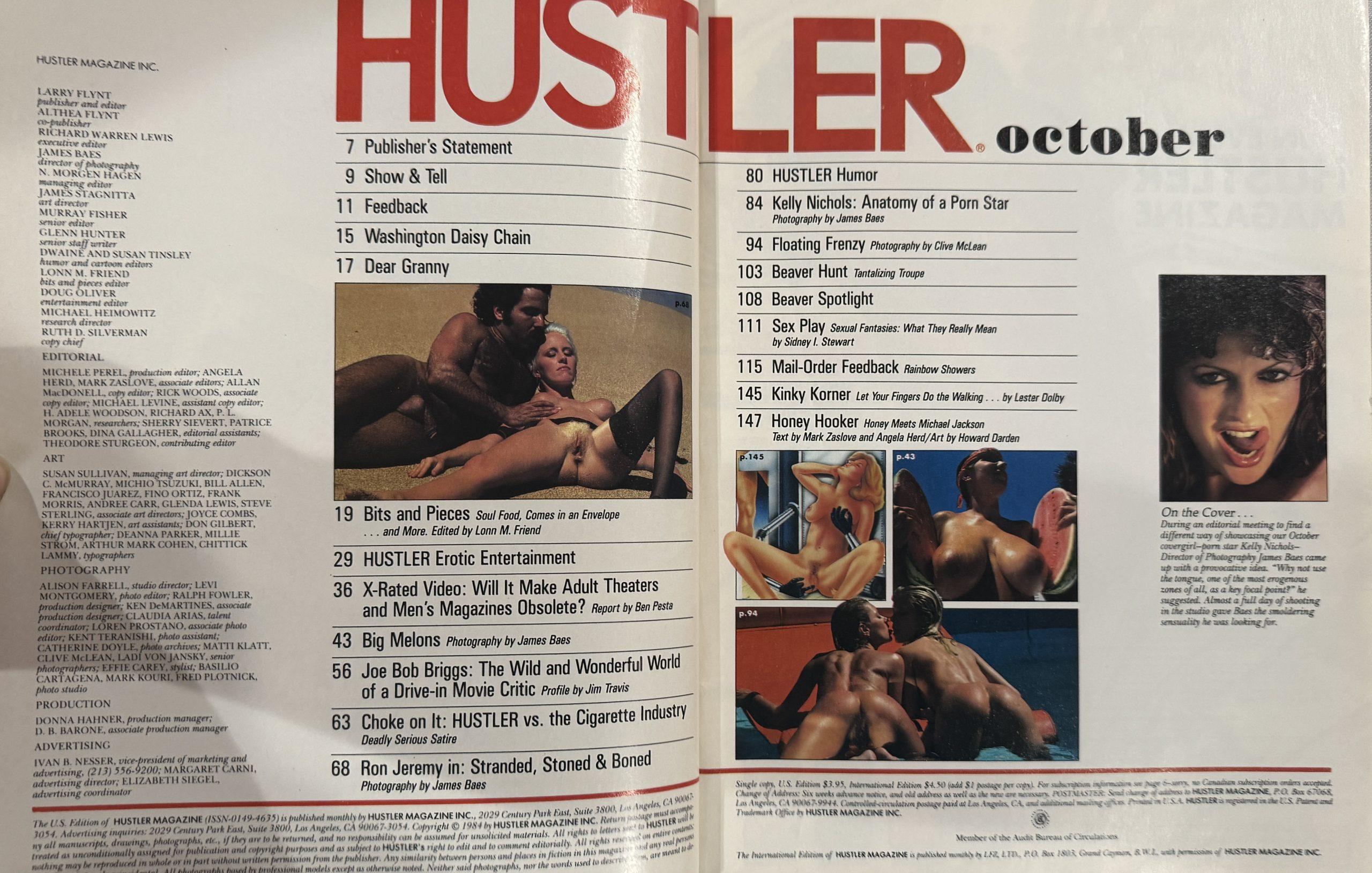 Hustler October 1984 * Covergirl Kelly Nichols / Ron Jeremy* - Image 2