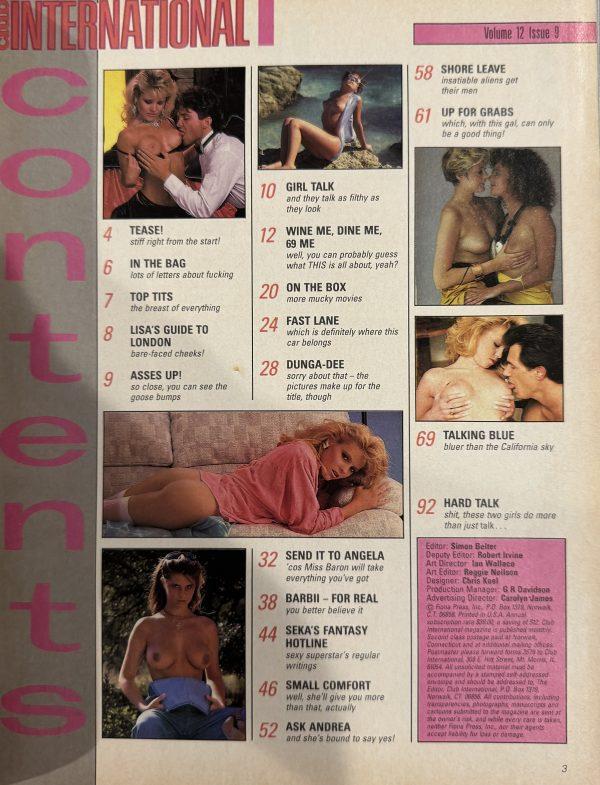 Club International September 1988 *CG Andrea Clark, Barbii, Angela Baron, Seka, Laurel Canyon, & More!* - Image 2