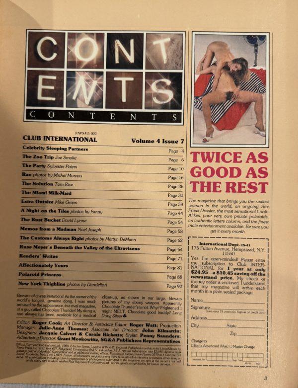 Club International July 1980 *Kitten Natividad / Freak Of The Month: Miami Milk Maid* - Image 2