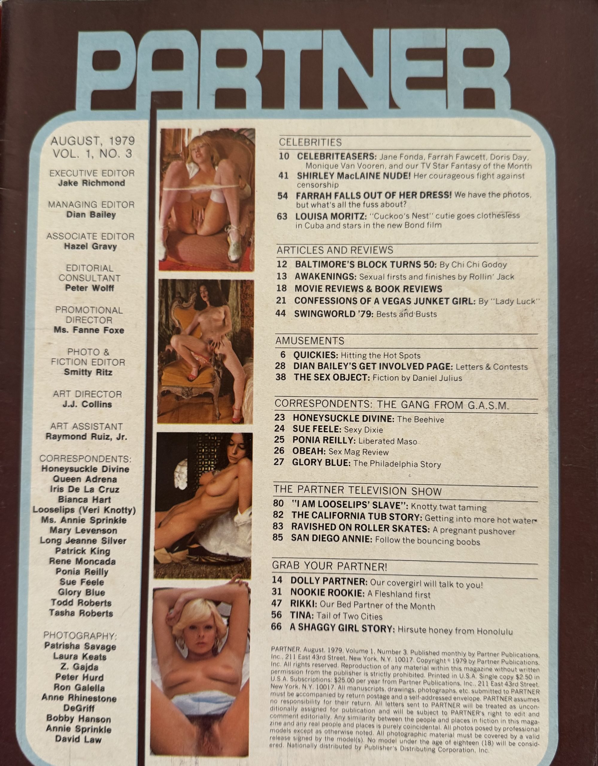 Partner August 1979 *CG Dolly Partner, Joanne Latham, & Shirley MacLaine Nude! - Image 2