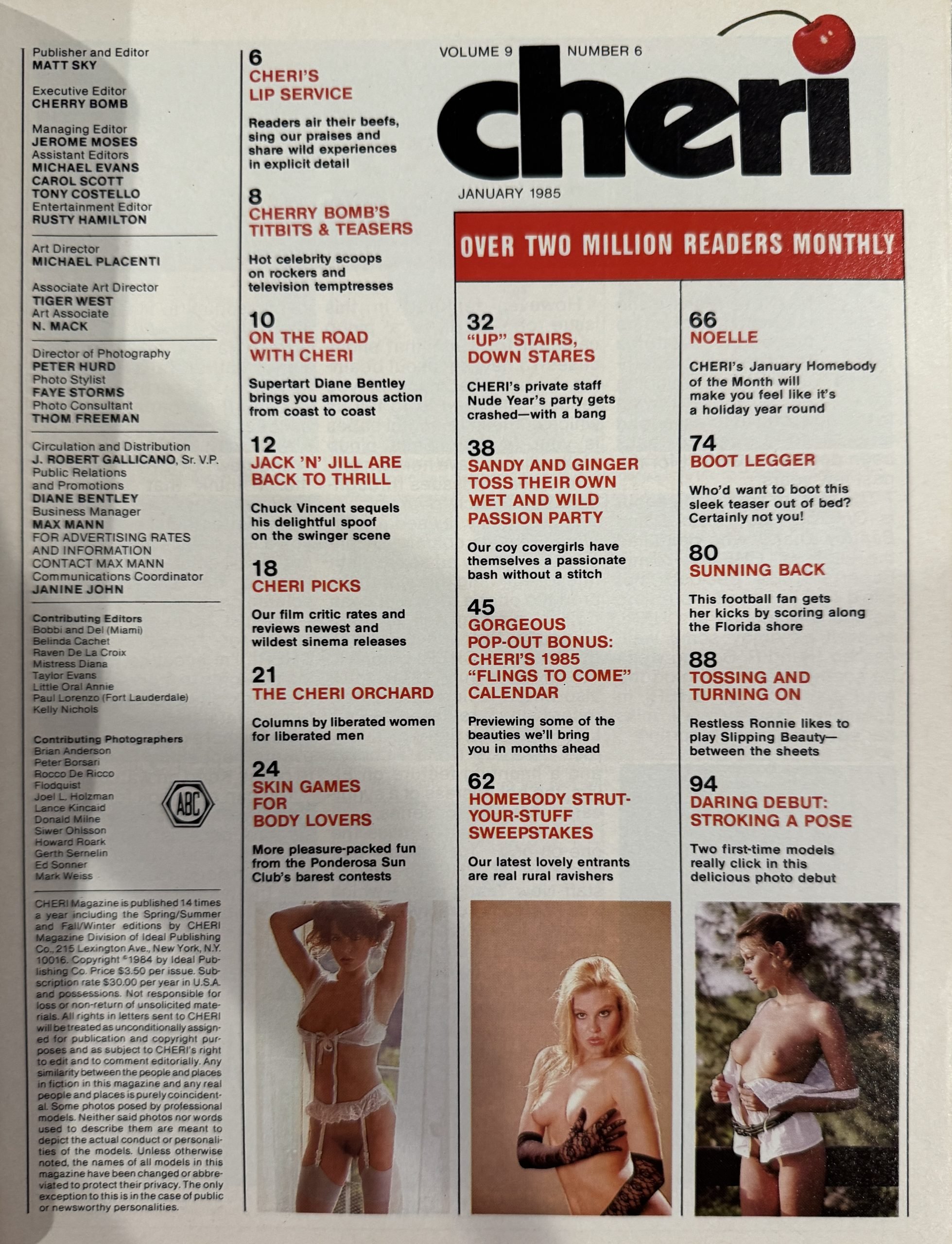 Cheri January 1985 *CG'S & CF Girls Sandy & Ginger* -FREE Pop Out 1985 Calendar, Never Removed- - Image 2