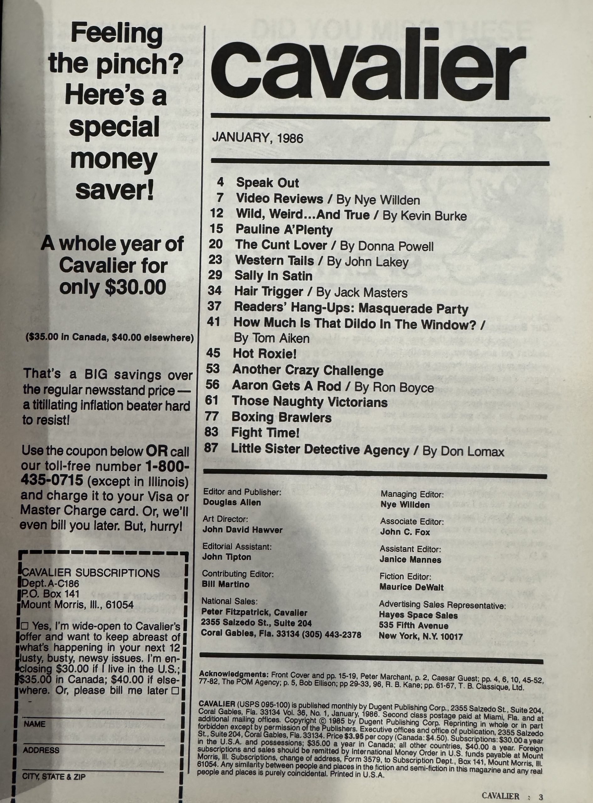 Cavalier January 1986 *CG Pauline, CF Roxie* - Image 2