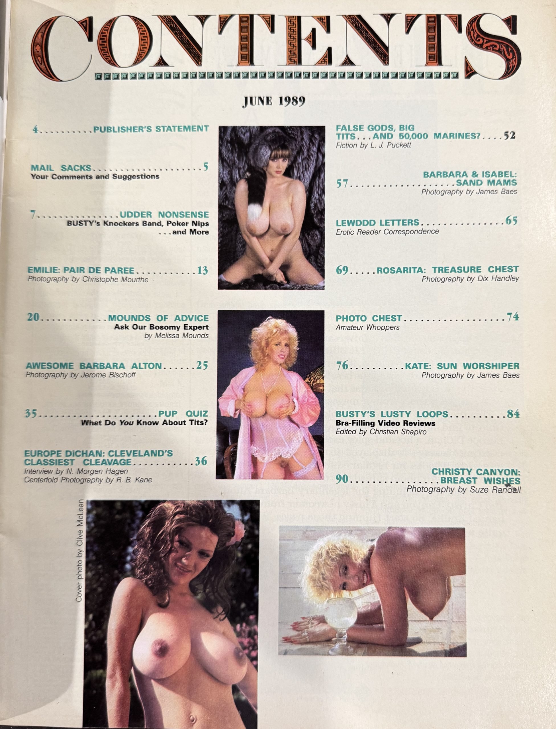 Busty Beauties June 1989 *CG & CF Europe Dichan, BArbara Alton, Christie Canyon, Melissa Mounds, & More!* - Image 2
