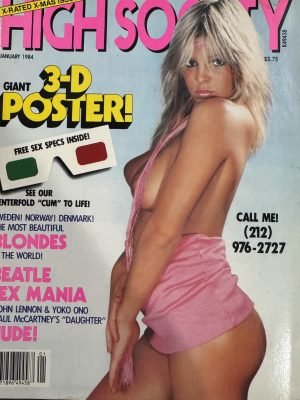 High Society January 1984 *CG Inga, CF Poster 3D Dee Dee, Never Removed*  -3D Glasses Included-